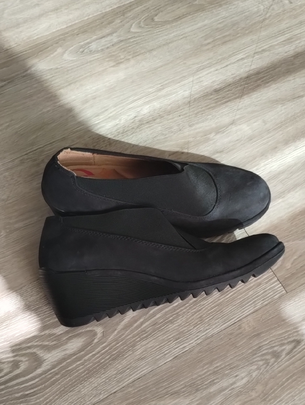 Comfortiva Black Wedge Slip-Ons with Cushioned Insole